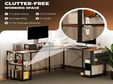 168cm Reversible L Shaped Desk, Industrial Corner Computer Desk with Adjustable Shelf and Storage T3398P329512