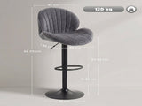 Bar Stools Set of 2, Swivel Barstools with Back, Adjustable Height and Footrest for Kitchen Island, T3398P548068