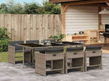 Garden Dining Set Grey PE Rattan 7 Piece Removable Covers 3211088