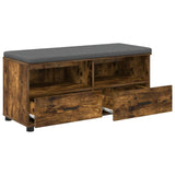Hall Bench with Cushion with Drawer Smoked Oak 100 x 38 x 46 cm 891468