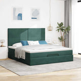 ZNTS Ottoman Bed with Mattresses Dark Green 180x200cm Velvet 3313418