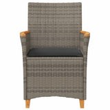 Garden Chairs with Cushions 2 pcs Grey Poly Rattan&Solid Wood 368721