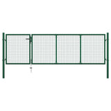 Garden Gate Steel 350x100 cm Green 144305
