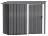 5 x 3ft Garden Storage Shed with Sliding Door and Sloped Roof Outdoor Equipment Tool, Light Grey T3398P313636
