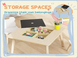 3-Piece Kids Table and Chairs Set with Convertible Desk and Storage Grid, Kids Activity Table for T3398P347724