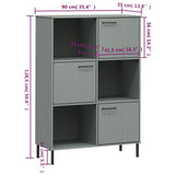 Bookcase with Metal Legs Grey 90x35x128.5 cm Solid Wood OSLO 351013