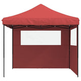 ZNTS Foldable Party Tent Pop-Up with 2 Sidewalls Burgundy 4004924