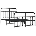 ZNTS Metal Bed Frame without Mattress with Footboard Black 120x190cm 352593