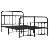 ZNTS Metal Bed Frame without Mattress with Footboard Black 120x190cm 352593