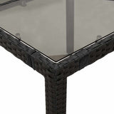 Garden Table Black Poly Rattan, Powder-Coated Steel, Tempered Glass 365592