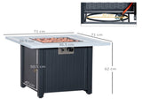 71 x 71cm 40000 BTU Gas Firepit Table - Black/Grey T3398P318667