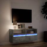 TV Wall Cabinet with LED Lights Concrete Grey 100x31x45 cm 852337