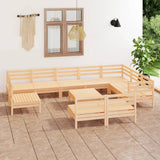 11 Piece Garden Lounge Set Solid Wood Pine 3083069