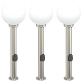 Bollard Lights with Outlet 3 pcs 80 cm Stainless Steel IP44 4006104