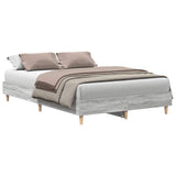 Bed Frame No Mattress Grey Sonoma 135x190 cm Double Engineered Wood 861071