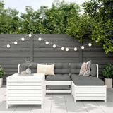 5 Piece Garden Sofa Set White Solid Wood Pine 3250489