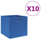 Storage Boxes 10 pcs Non-woven Fabric 28x28x28 cm Blue 325197