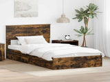 Storage Bed with Drawer Smoked Oak 100 x 200 cm Engineered Wood 3410830