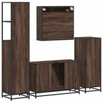 ZNTS 4 Piece Bathroom Furniture Set Brown Oak Engineered Wood 3301284