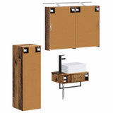 Bathroom Cabinet Set 4 pcs Old Wood Engineered Wood 3407389