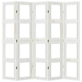 Room Divider 5 Panels White Solid Wood Paulownia 358694
