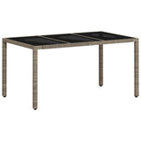 Garden Table with Glass Top Light Grey 150x90x75 cm Poly Rattan 368125