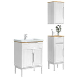 Bathroom Furniture Set FLORO 3 pcs White Solid Pine Wood 3385884