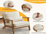 Oak Armrest Oak Upholstered Single Lounge Chair Indoor Lounge Chair Off-White 68954457