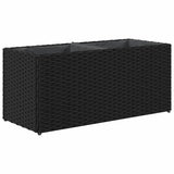 Garden Planter with 2 Pots Black 72x30x32 cm Poly Rattan 366422
