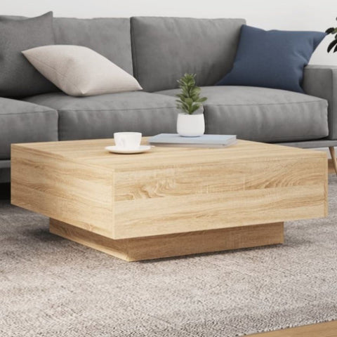 ZNTS Coffee Table with LED Lights Sonoma Oak 80x80x31 cm 836590