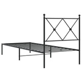Metal Bed Frame without Mattress with Headboard Black 80x200cm 376493