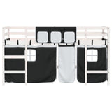 Kids' Loft Bed with Curtains without Mattress White&Black 90x200cm 3206967