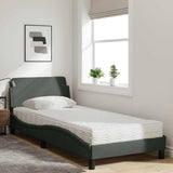 Bed with Mattress "Dover" Dark Grey Single Fabric 3208485