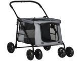 Foldable Pet Stroller One Click Dog Pushchair Cat Travel Carriage w/ EVA Wheels, Mesh Windows for T3398P349593
