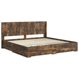 Bed Frame with Storage and Headboard Smoked Oak Engineered Wood 3414077