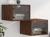 Bedside Cabinets with Glass Doors 2 pcs Brown Oak 35x37x35 cm 836475