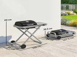 Foldable Gas BBQ Grill with Side Table, Portable Gas Barbecue Grill with Thermometer, Grease Box, T3398P551670