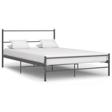 Bed Frame Grey Metal Double Durable Bed Frame Rectangular 286495