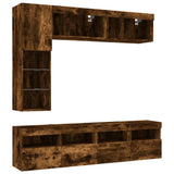 7 Piece TV Wall Cabinet Set with LED Lights Smoked Oak 3216761