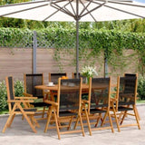 Reclining Garden Chairs 8 pcs Black Solid Wood Acacia 3214531