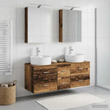 Bathroom Furniture Set 5 pcs Old Wood Engineered Wood and Glass 3406917