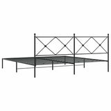 Bed Frame Black Powder-Coated Steel Double Bed Bed Frame 376508
