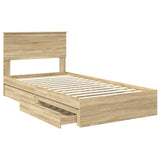 Storage Bed with Drawer Sonoma Oak 100 x 200 cm Engineered Wood 3410828