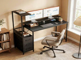 147cm Gaming Desk with Charging Station and Monitor Stand, Computer Table for Home Office with RGB T3398P553222