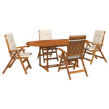 Outdoor Dining Set with Parasol 6 pcs Cream White 3438542