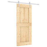 Sliding Door Natural and White 85 x 210 cm Solid Pine Wood 3444939