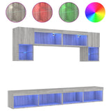 6 Piece TV Wall Units with LED Grey Sonoma Engineered Wood 3216709