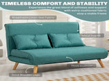 Two-Seater Linen-Look Sofa Bed - Green T3398P377859