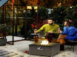 Rattan Gas Fire Pit Table for Garden, 13 KW Smokeless Propane Fire Pit with Lid, Square Garden T3398P315378