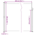 ZNTS Retractable Side Awning Beige 200x600 cm 4004555